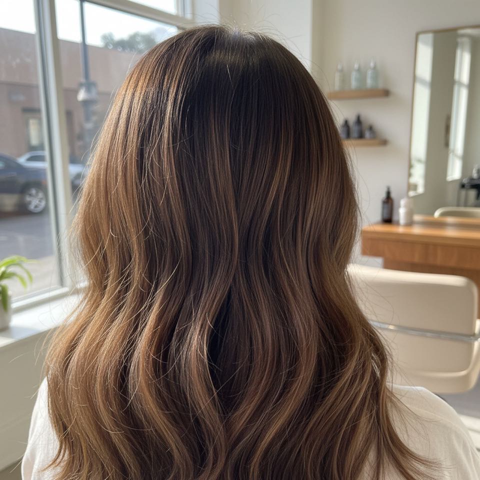 Șuvițe discrete pe păr brunet
